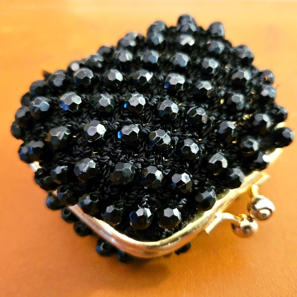 Vintage Black Beaded Coin purse